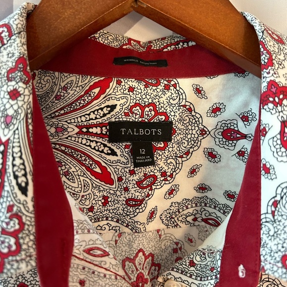 Talbots Red and Gray Paisley Blouse - Picture 2 of 5